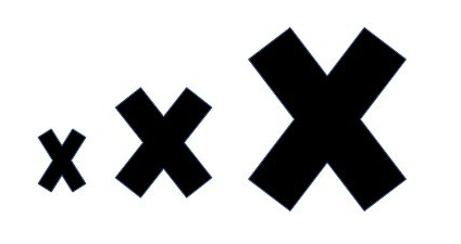 Small Medium Large Black X